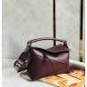 Loewe Puzzle Small Bag In Burgundy Satin Calfskin 574