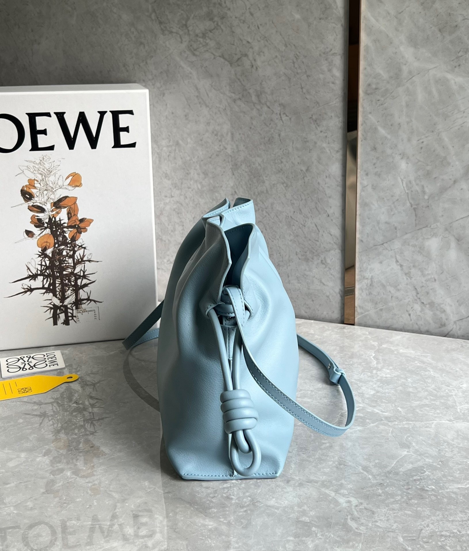 Loewe Flamenco Clutch Bag In Dusty Blue Calfskin 602