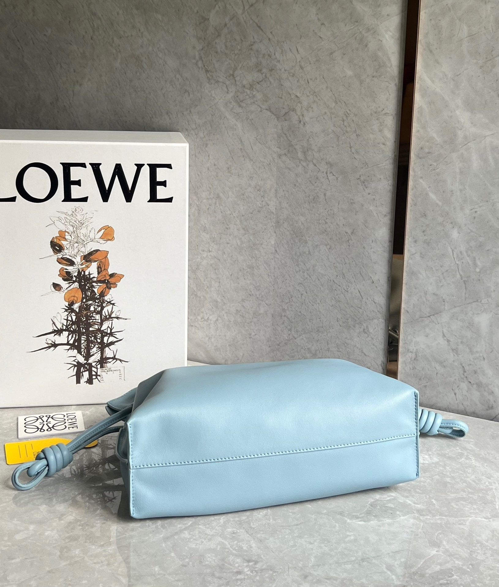 Loewe Flamenco Clutch Bag In Dusty Blue Calfskin 602