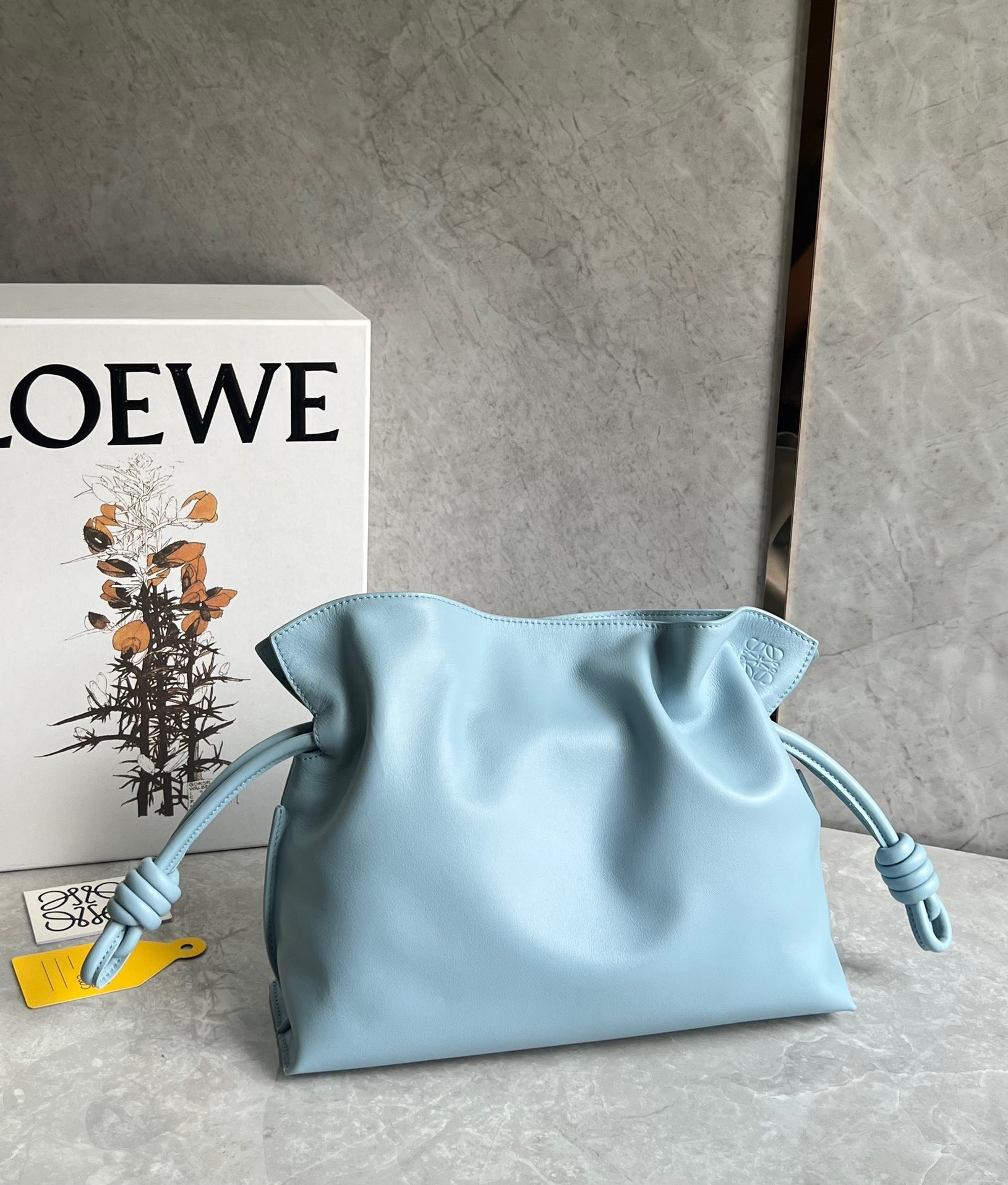 Loewe Flamenco Clutch Bag In Dusty Blue Calfskin 602