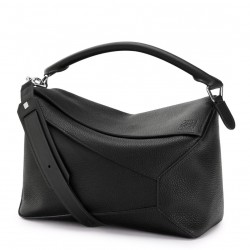 Loewe Large Puzzle Bag In Black Grained Leather 625