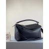 Loewe Large Puzzle Bag In Black Grained Leather 625