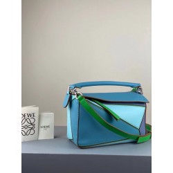 Loewe Small Puzzle Bag In Blue/Blueberry/Lilas Calfskin 601