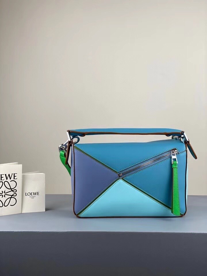 Loewe Small Puzzle Bag In Blue/Blueberry/Lilas Calfskin 601