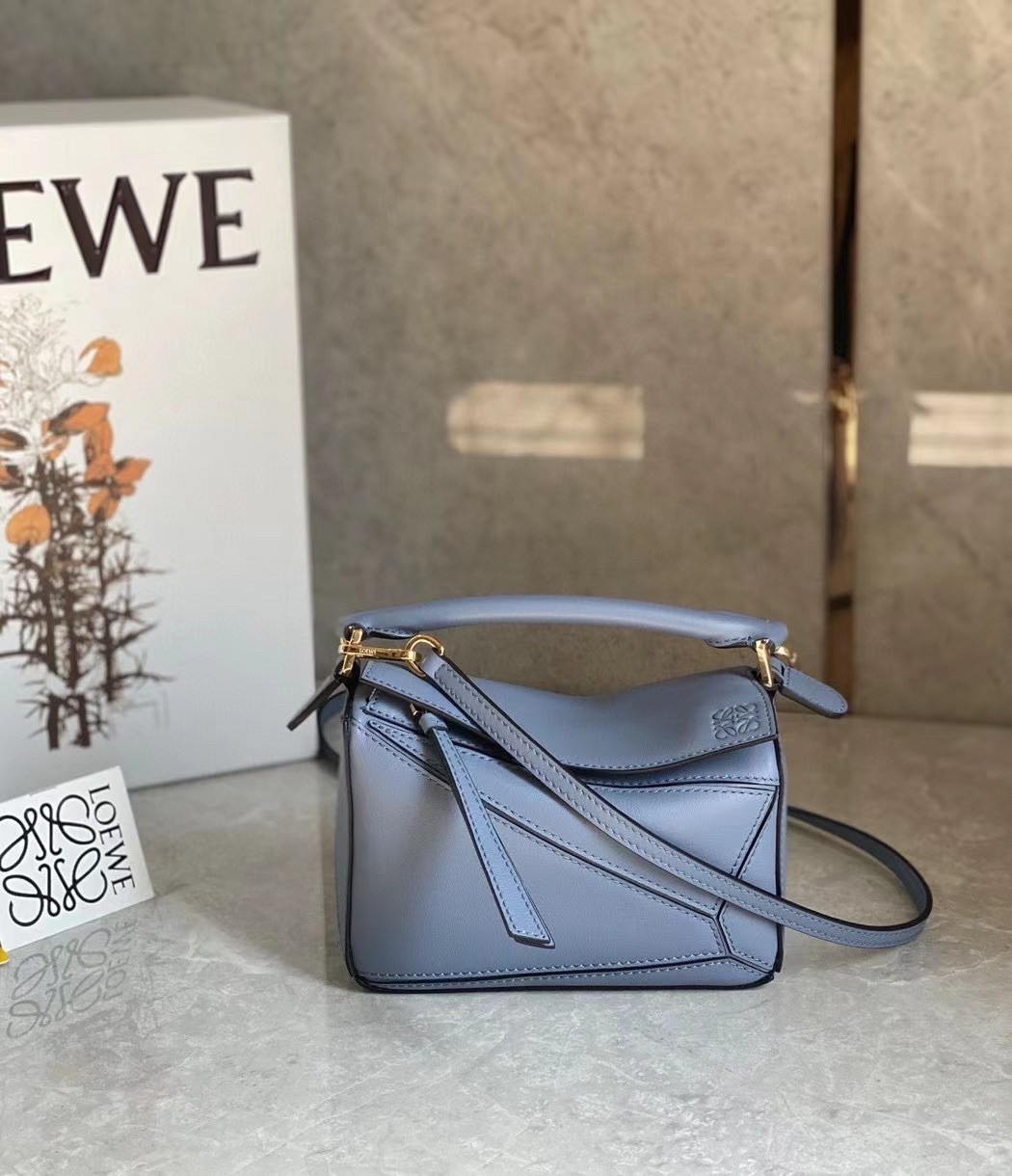 Loewe Puzzle Mini Bag In Atlantic Blue Calfskin Leather 633