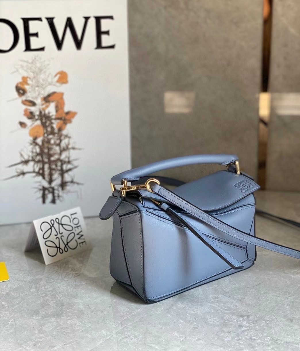 Loewe Puzzle Mini Bag In Atlantic Blue Calfskin Leather 633