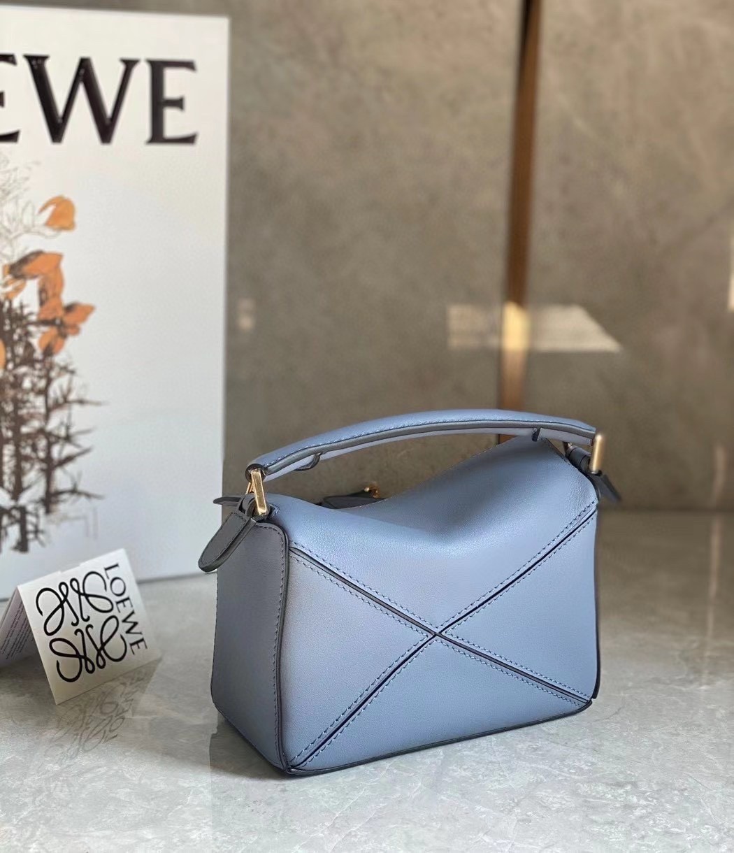 Loewe Puzzle Mini Bag In Atlantic Blue Calfskin Leather 633