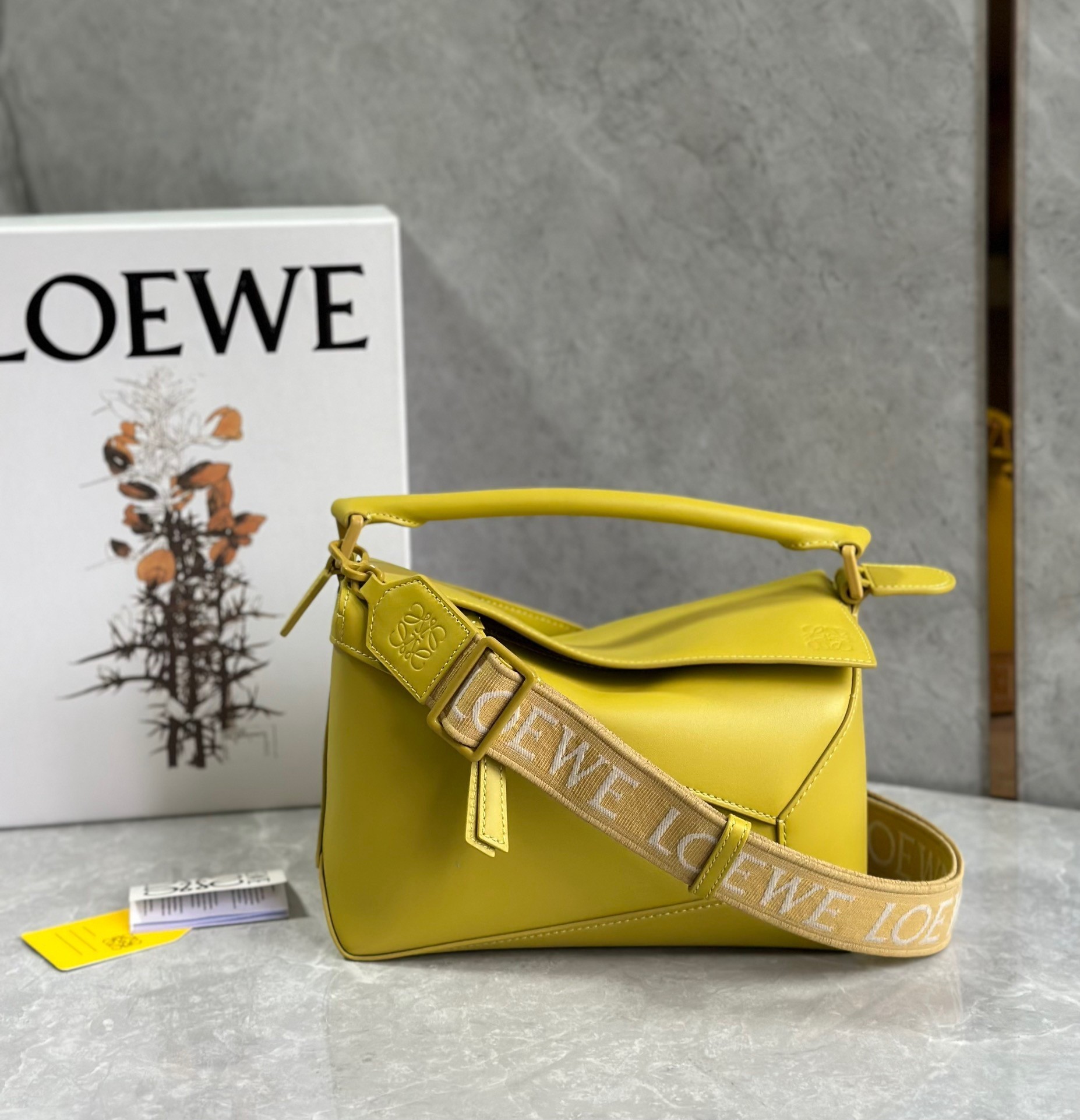 Loewe Puzzle Edge Small Bag In Yellow Satin Calfskin 205