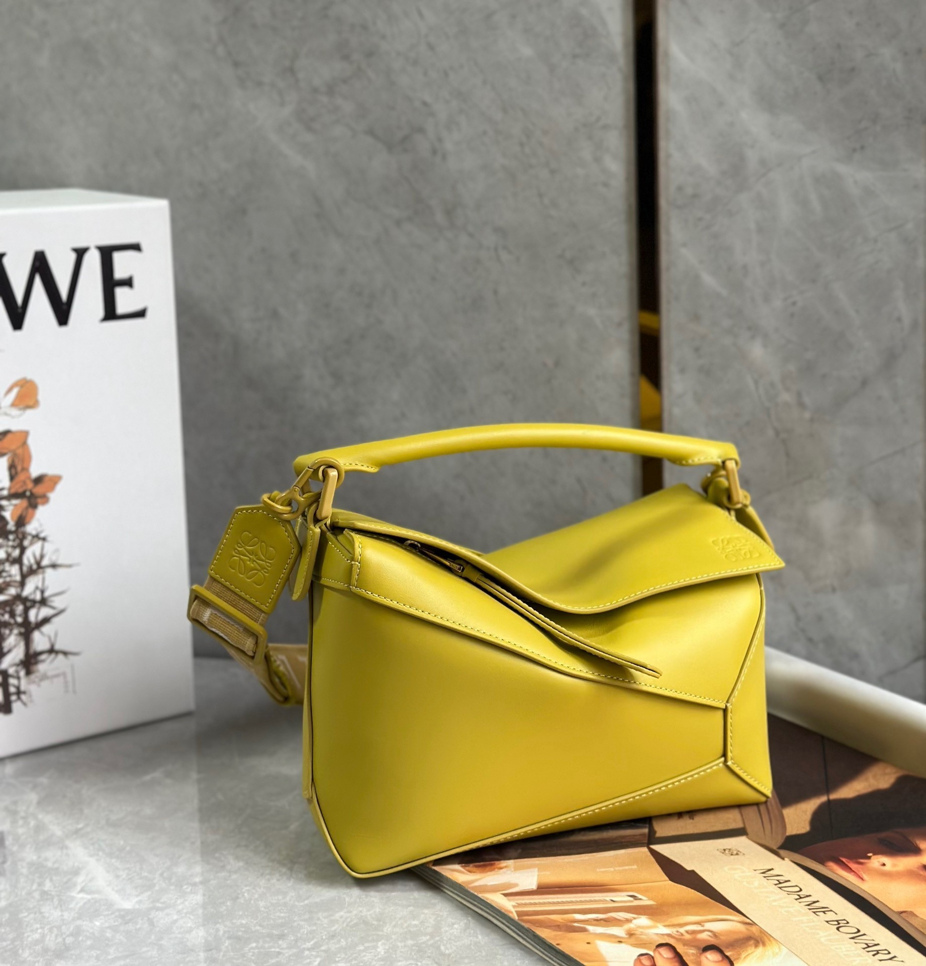 Loewe Puzzle Edge Small Bag In Yellow Satin Calfskin 205