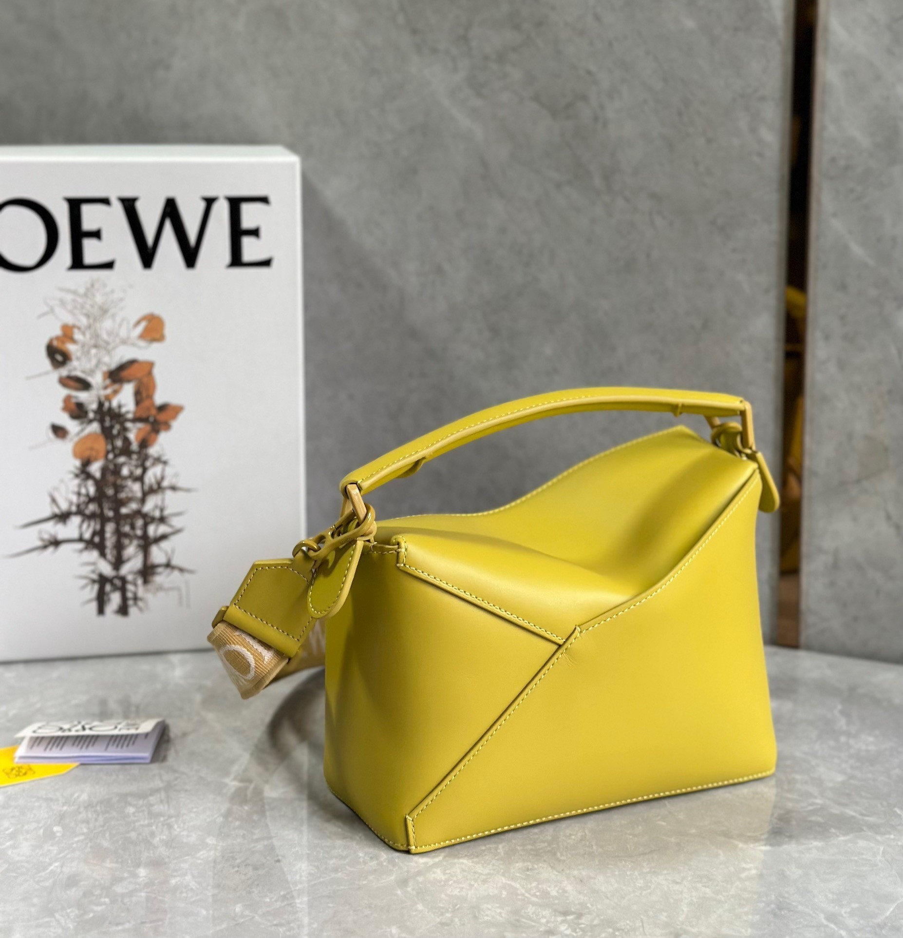 Loewe Puzzle Edge Small Bag In Yellow Satin Calfskin 205