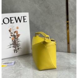 Loewe Puzzle Edge Small Bag In Yellow Satin Calfskin 205