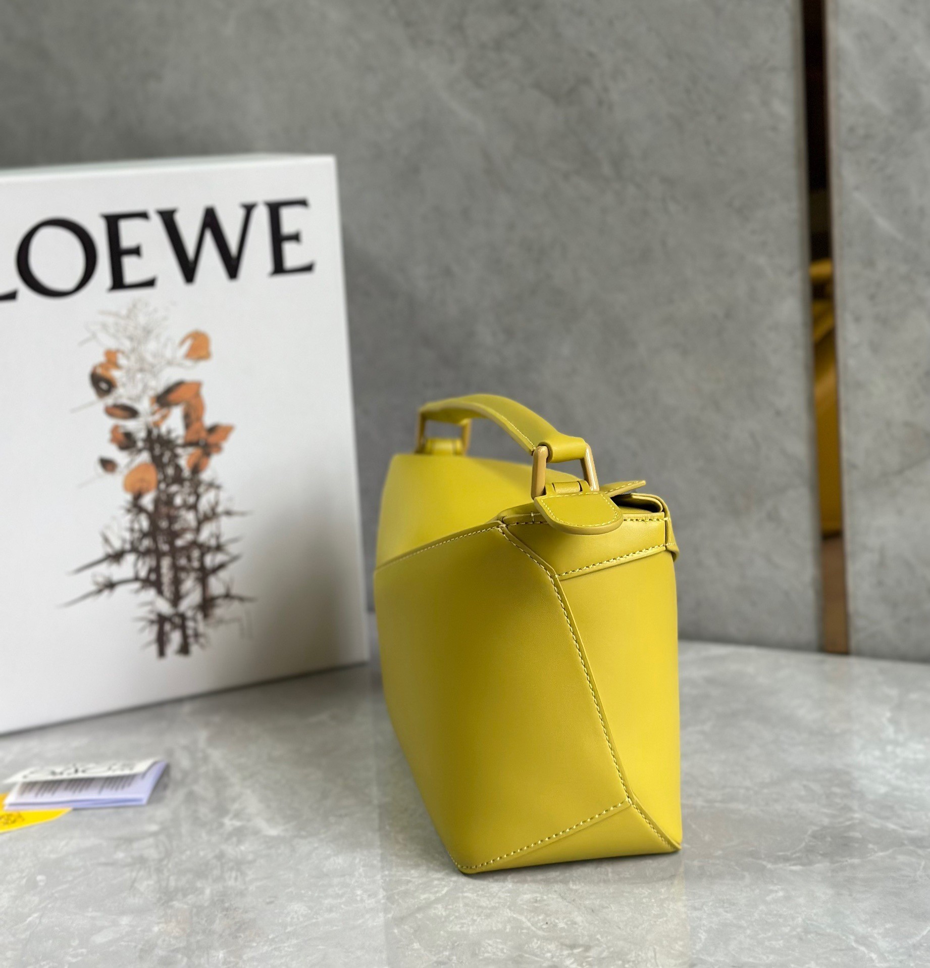 Loewe Puzzle Edge Small Bag In Yellow Satin Calfskin 205