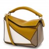 Loewe Puzzle Mini Bag In Ochre/White/Taupe Calfskin 237