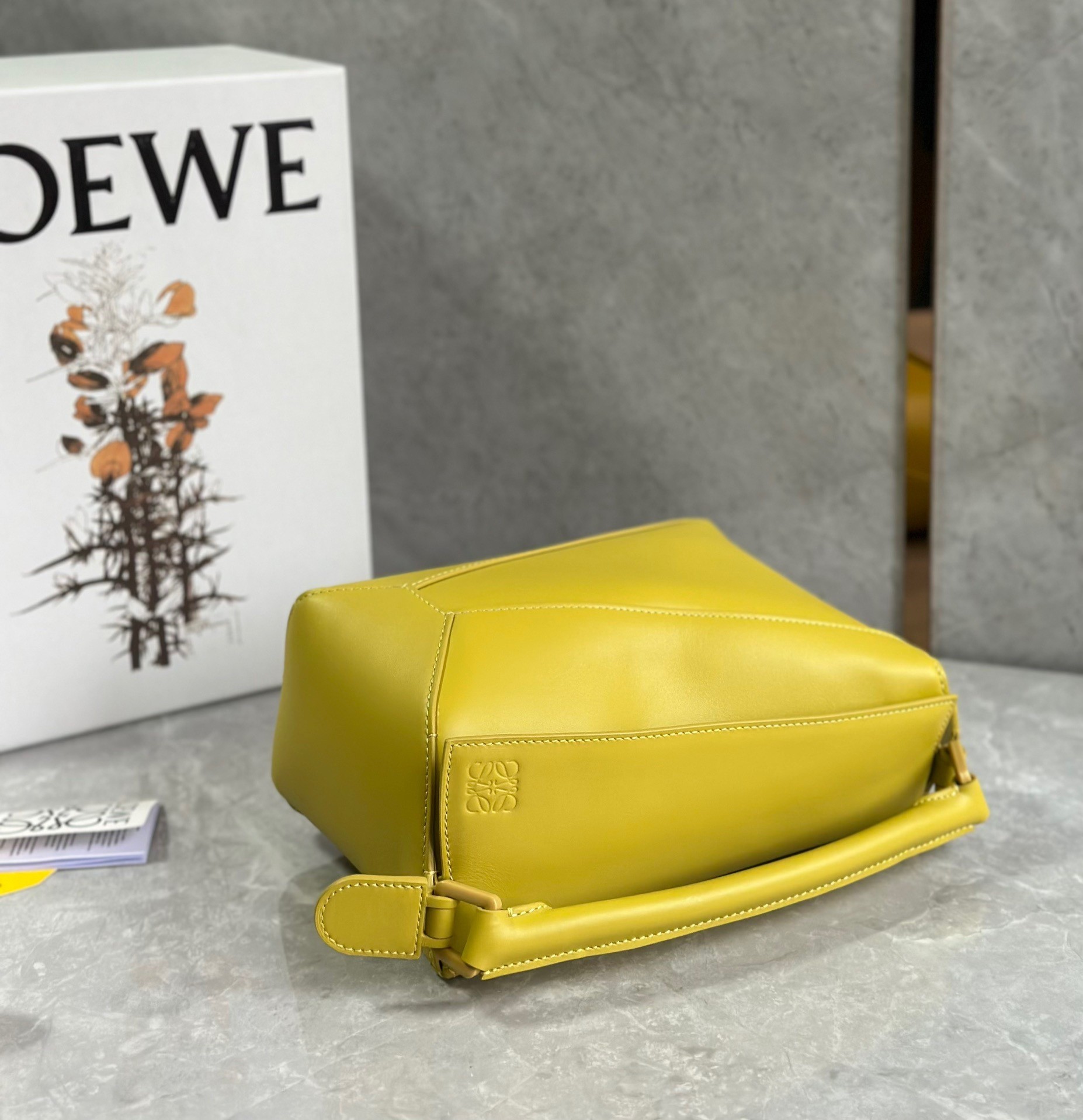 Loewe Puzzle Edge Small Bag In Yellow Satin Calfskin 205