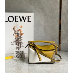 Loewe Puzzle Mini Bag In Ochre/White/Taupe Calfskin 237