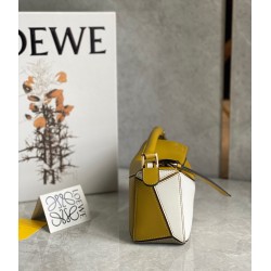 Loewe Puzzle Mini Bag In Ochre/White/Taupe Calfskin 237