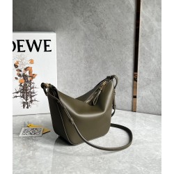 Loewe Mini Hammock Hobo Bag in Dark Green Calfskin  276