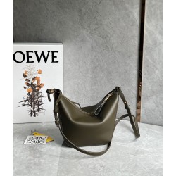 Loewe Mini Hammock Hobo Bag in Dark Green Calfskin  276