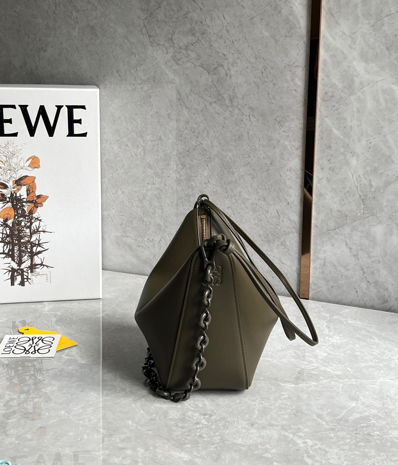 Loewe Mini Hammock Hobo Bag in Dark Green Calfskin  276