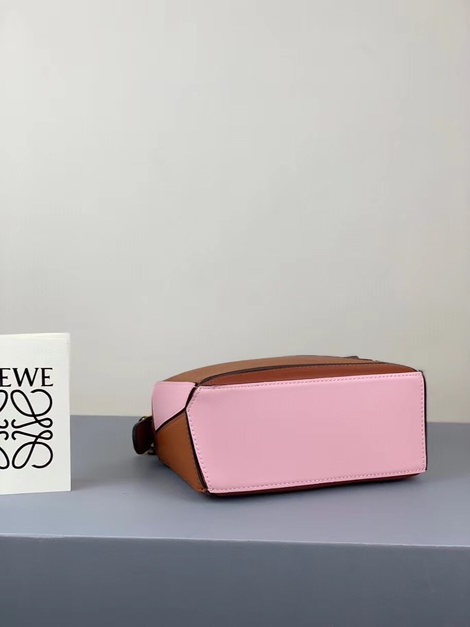 Loewe Mini Puzzle Bag In Brown/Camel/Pink Calfskin 299