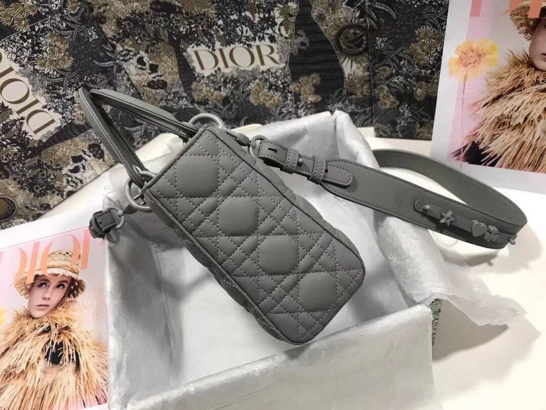 Dior Lady Dior My ABCDior Bag In Gray Ultramatte Calfskin 402