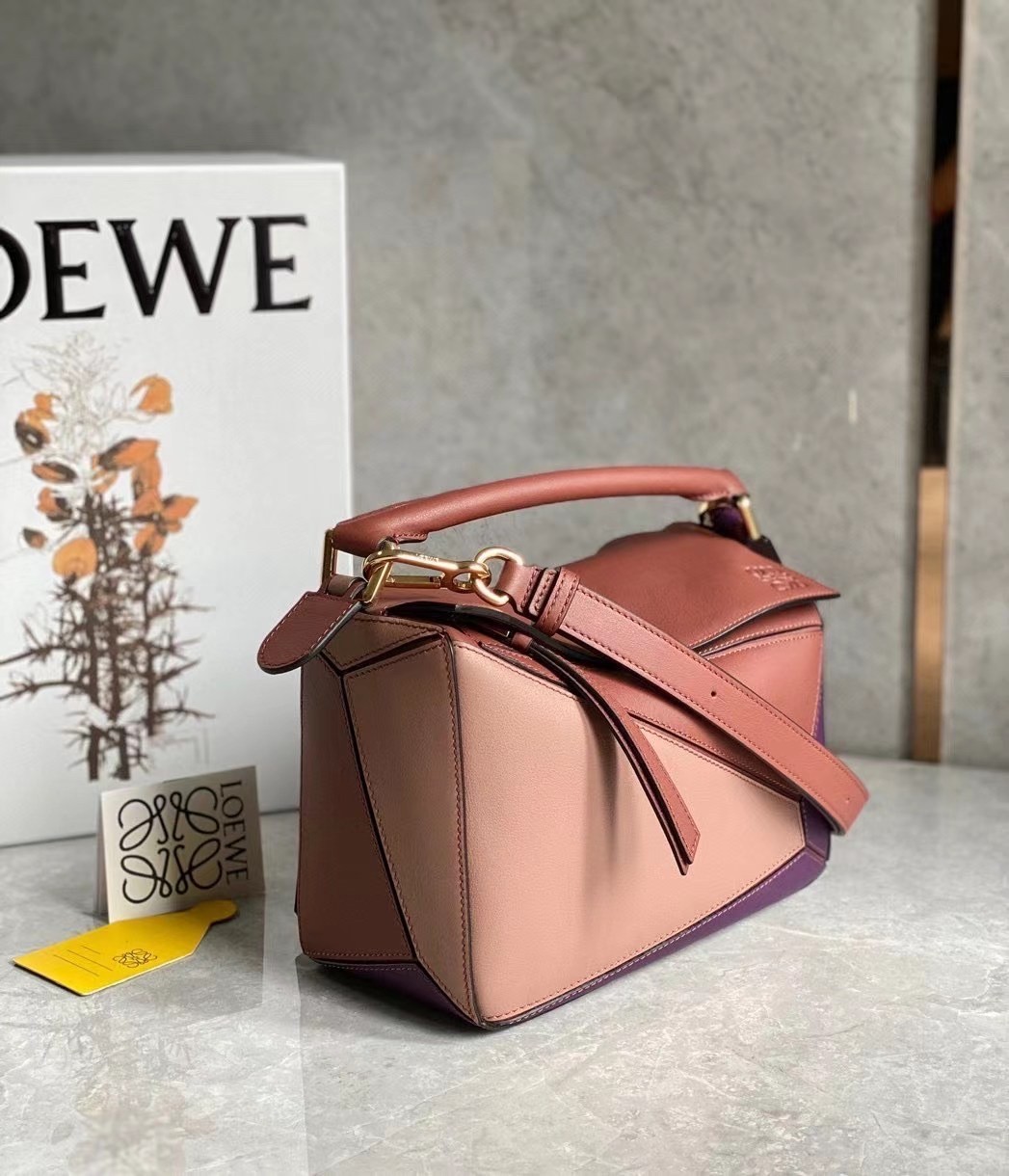 Loewe Puzzle Small Bag In Purple/Caramel/Blossom Calfskin 520