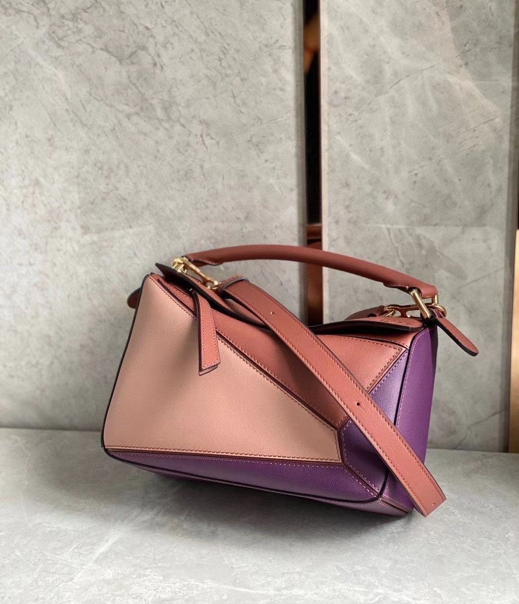 Loewe Puzzle Small Bag In Purple/Caramel/Blossom Calfskin 520