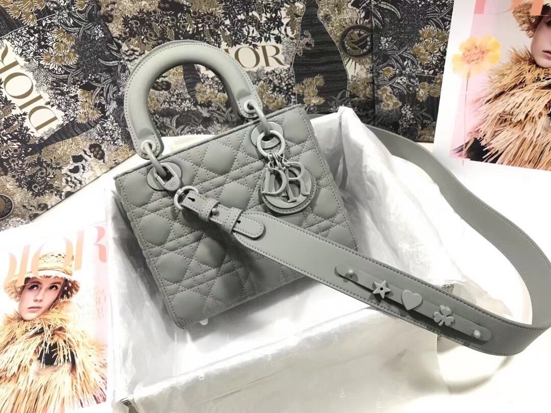 Dior Lady Dior My ABCDior Bag In Gray Ultramatte Calfskin 402