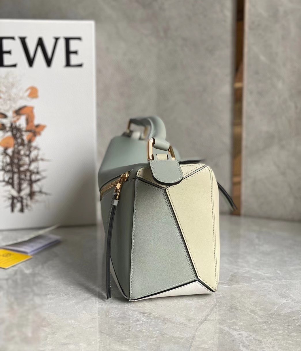 Loewe Puzzle Small Bag In Grey/Cream/White Calfskin 596