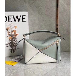 Loewe Puzzle Small Bag In Grey/Cream/White Calfskin 596