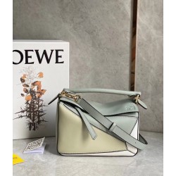 Loewe Puzzle Small Bag In Grey/Cream/White Calfskin 596