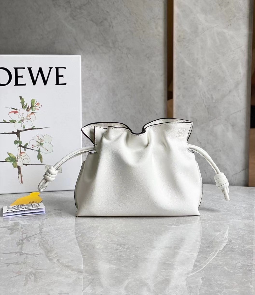 Loewe Flamenco Mini Clutch In White Nappa Leather 635