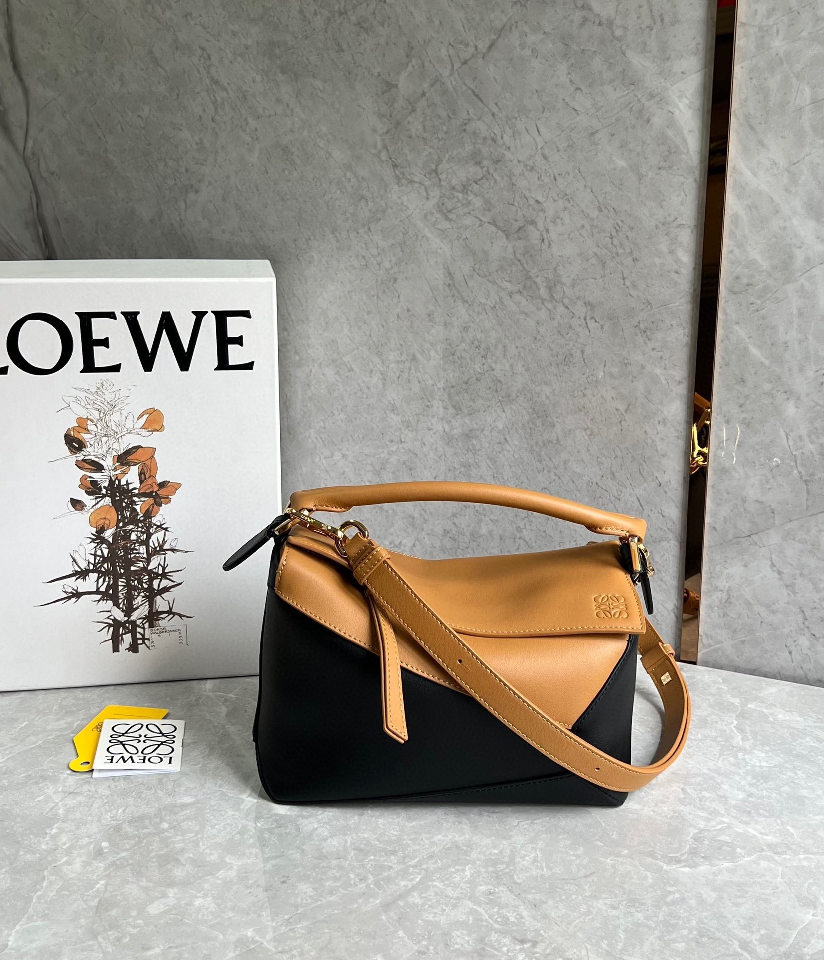 Loewe Puzzle Small Bag in Brown and Black Calfskin 551