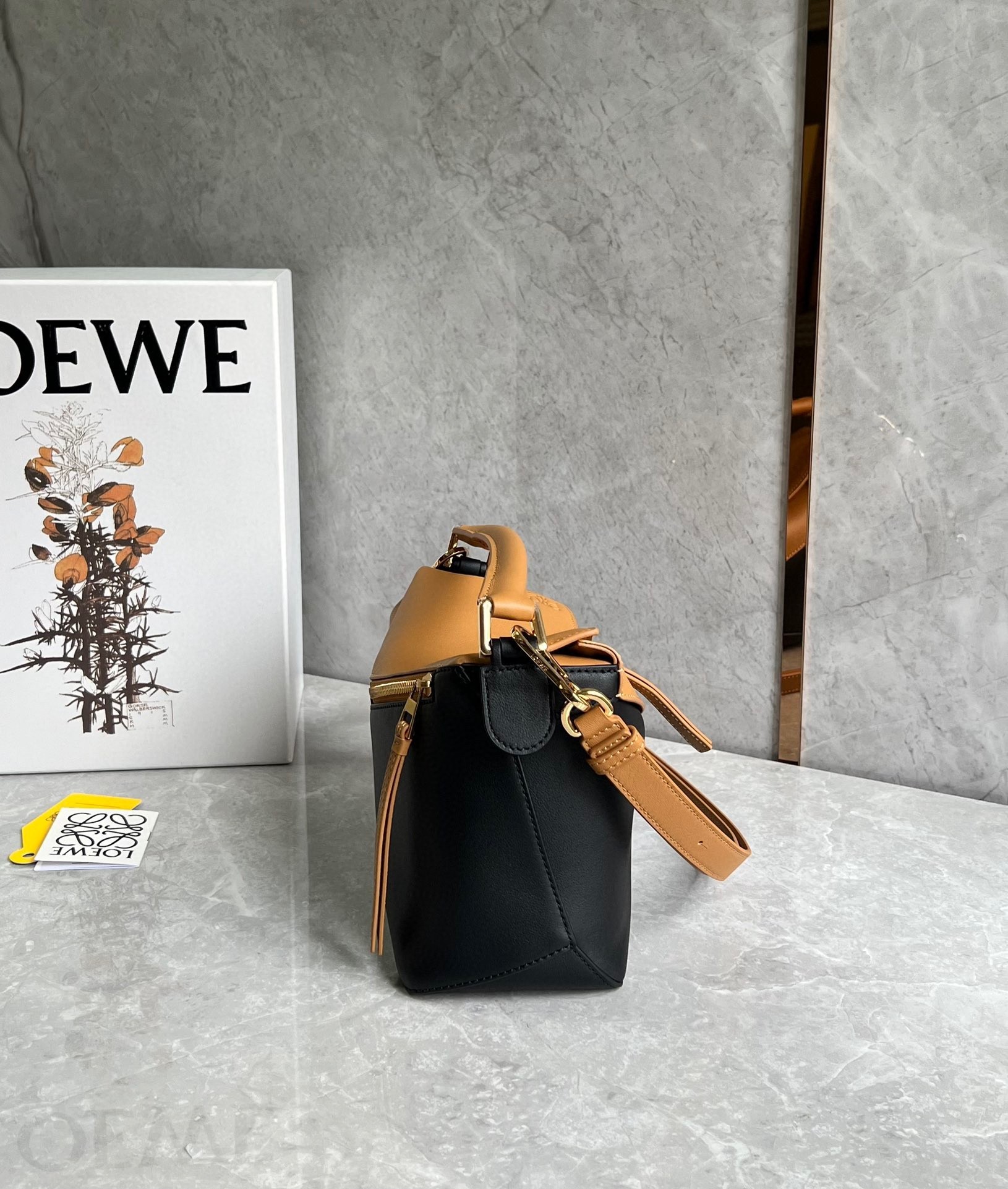 Loewe Puzzle Small Bag in Brown and Black Calfskin 551