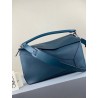 Loewe Large Puzzle Bag In Blue Grained Leather 621