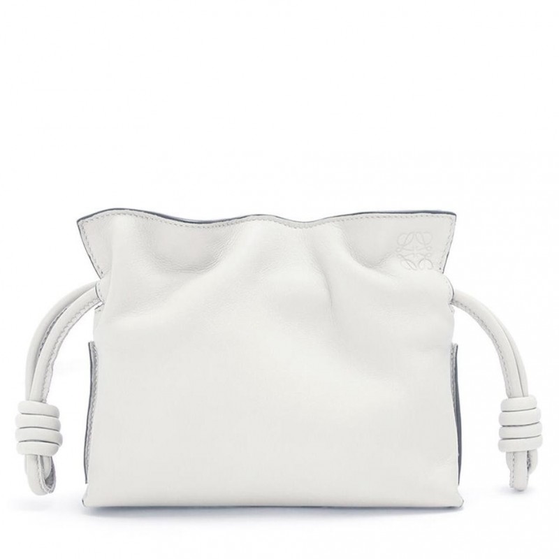 Loewe Flamenco Nano Clutch In White Nappa Leather 664