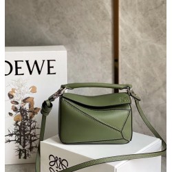 Loewe Puzzle Mini Bag In Avocado Green Calfskin 731