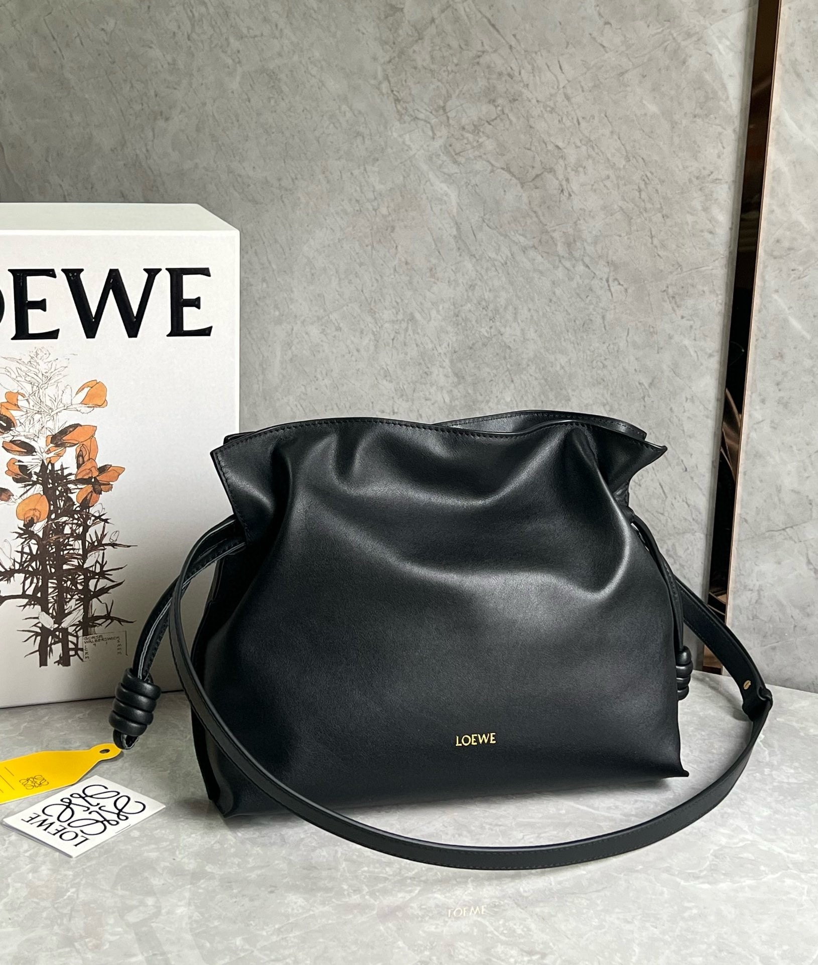 Loewe Flamenco Clutch Bag in Black Nappa Calfskin 764