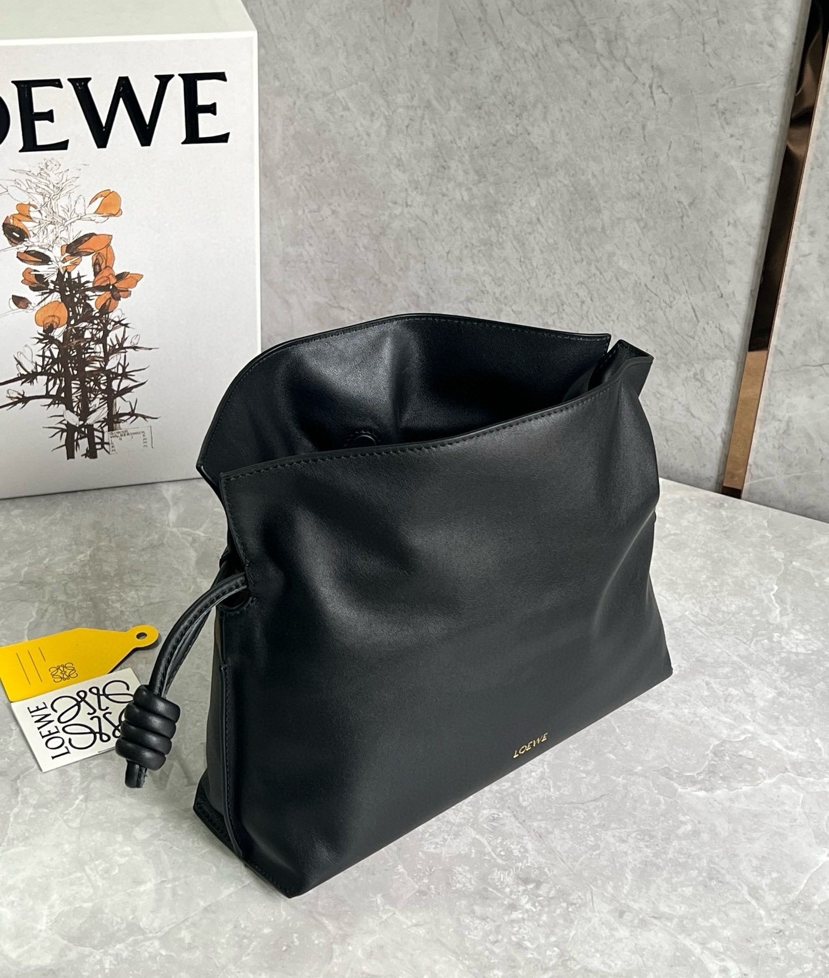 Loewe Flamenco Clutch Bag in Black Nappa Calfskin 764