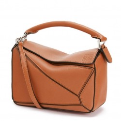 Loewe Mini Puzzle Bag In Brown Calfskin Leather 094