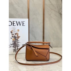 Loewe Mini Puzzle Bag In Brown Calfskin Leather 094