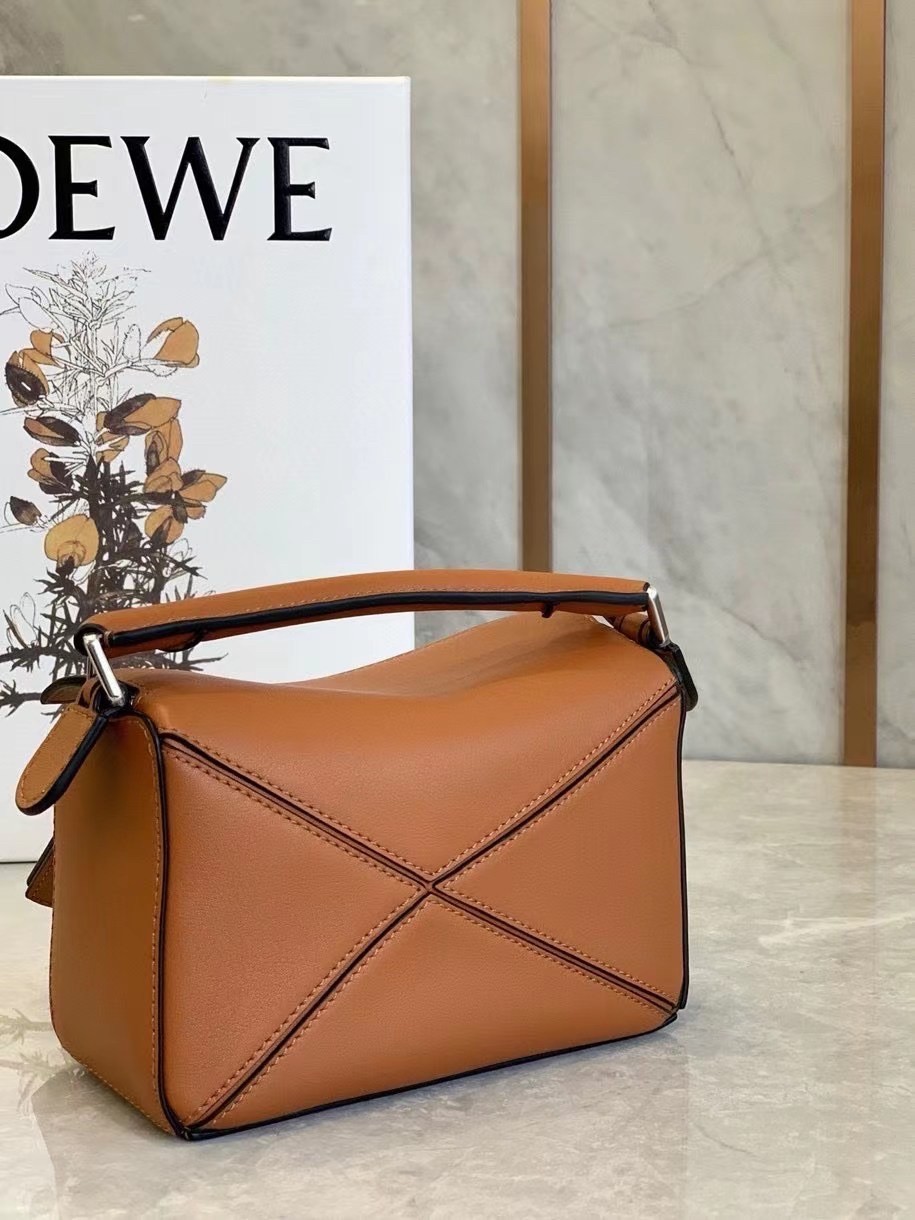 Loewe Mini Puzzle Bag In Brown Calfskin Leather 094