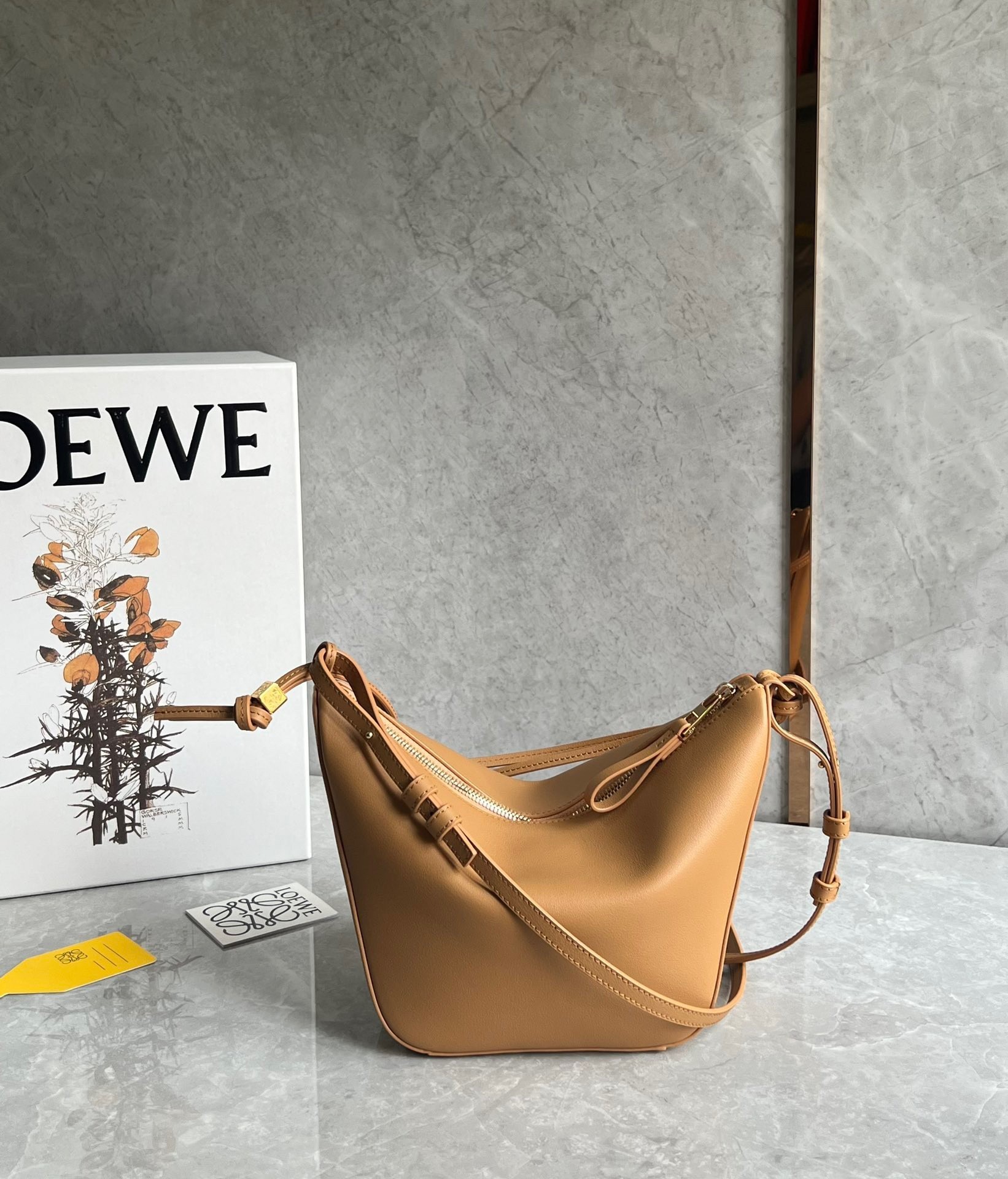 Loewe Mini Hammock Hobo Bag in Light Brown Calfskin 666