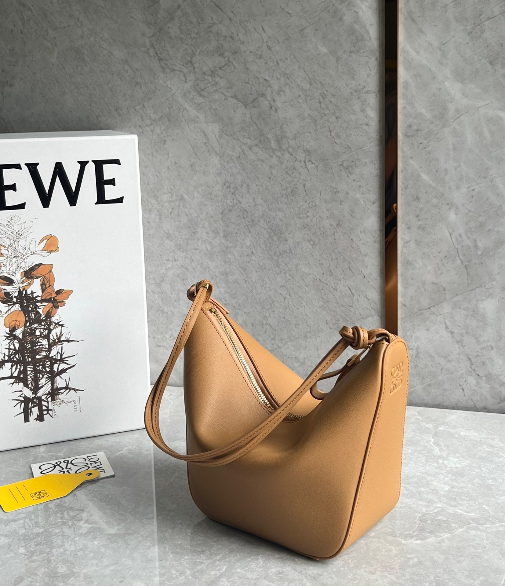 Loewe Mini Hammock Hobo Bag in Light Brown Calfskin 666