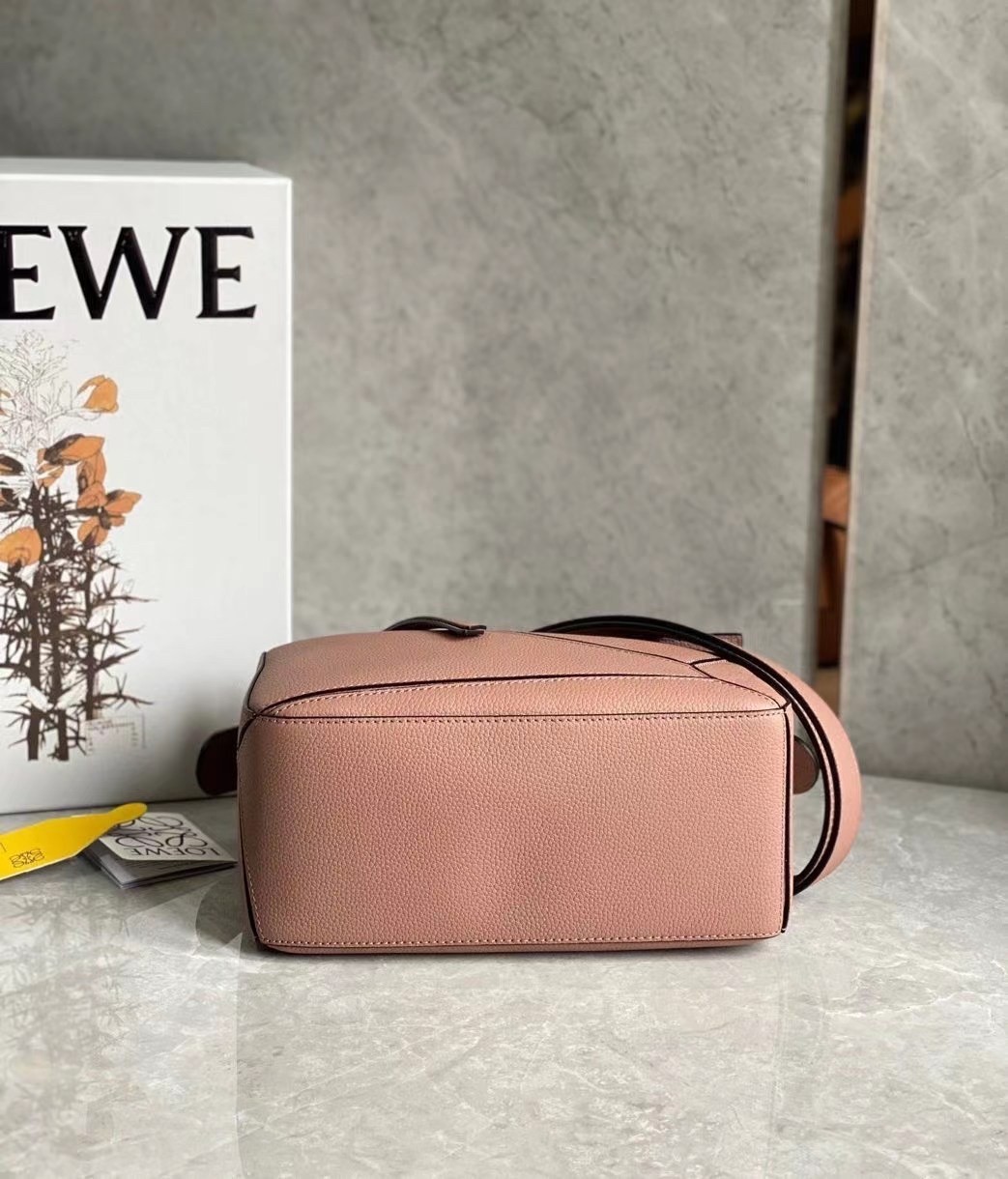 Loewe Puzzle Small Bag In Dark Blush Grained Leather 300