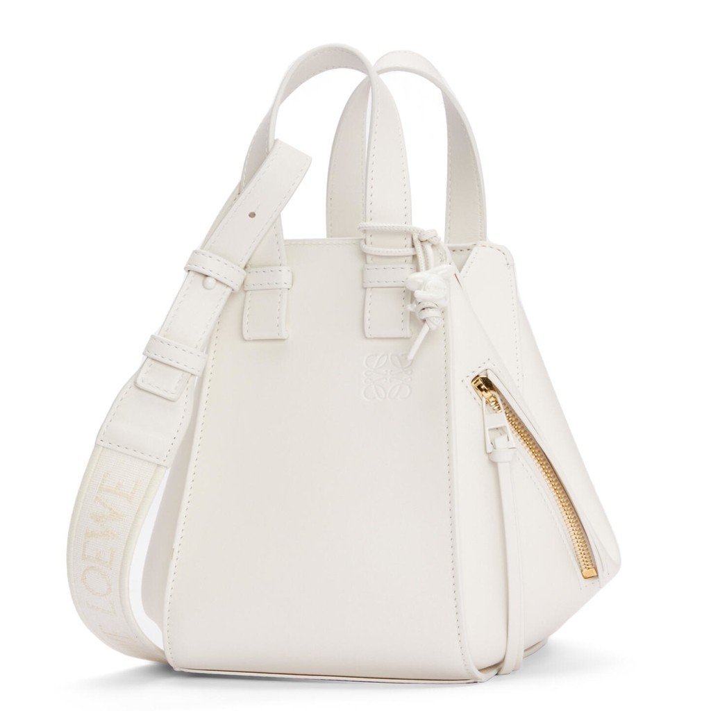 Loewe Compact Hammock Bag in White Satin Calfskin 364