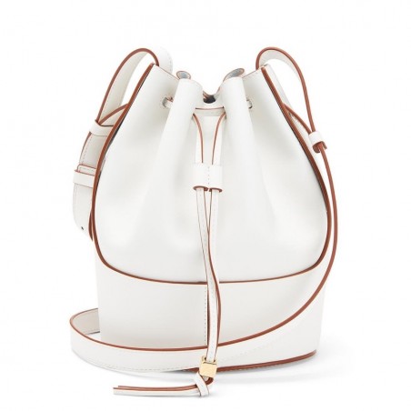 Loewe Small Balloon Bucket Bag In White Calfskin 460