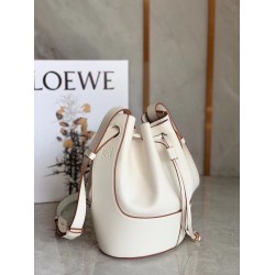 Loewe Small Balloon Bucket Bag In White Calfskin 460