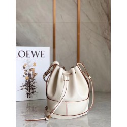 Loewe Small Balloon Bucket Bag In White Calfskin 460