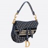 Dior Saddle Bag In Blue Dior Oblique Embroidered Velvet 783